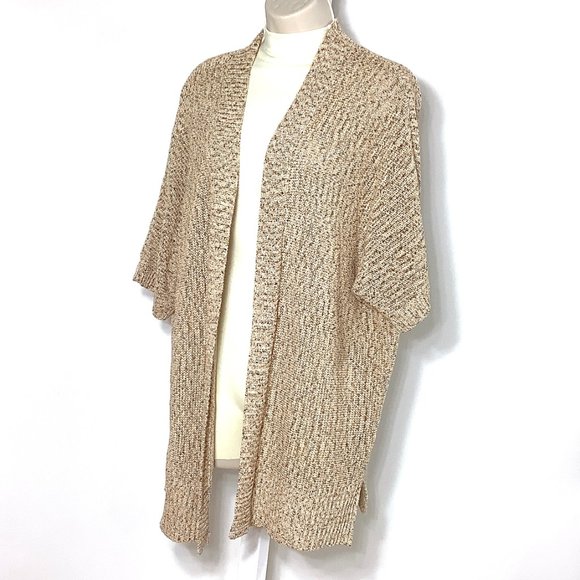 NWT Lane Bryant Metallic Open Front Cardigan Sweater 14/16 Gold Brown Beige - Picture 9 of 9